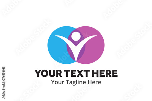 unique happy people simple logo creative design in flat style with color . happy people logo creative design for identity and community
