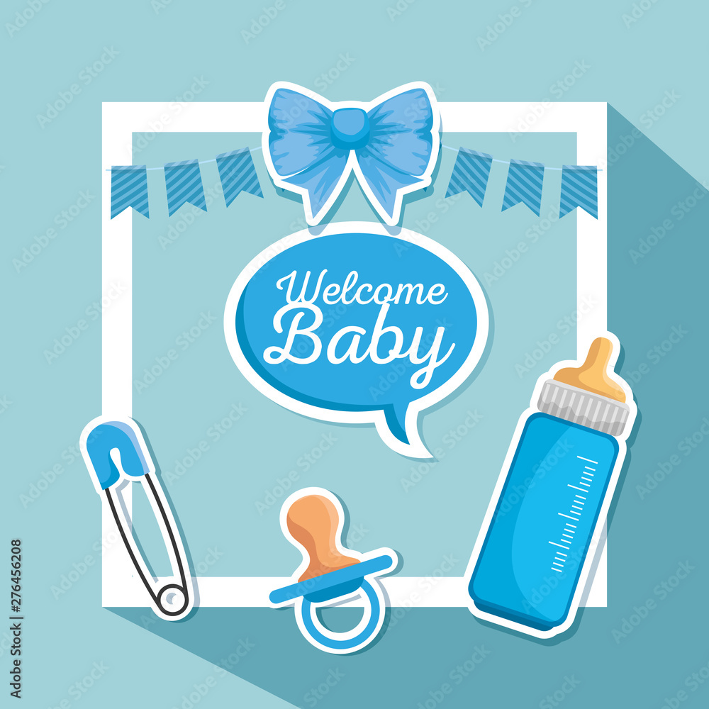 poster of feeding bottle and ribbon bow with chat bubble poster of feeding bottle and ribbon bow with chat bubble