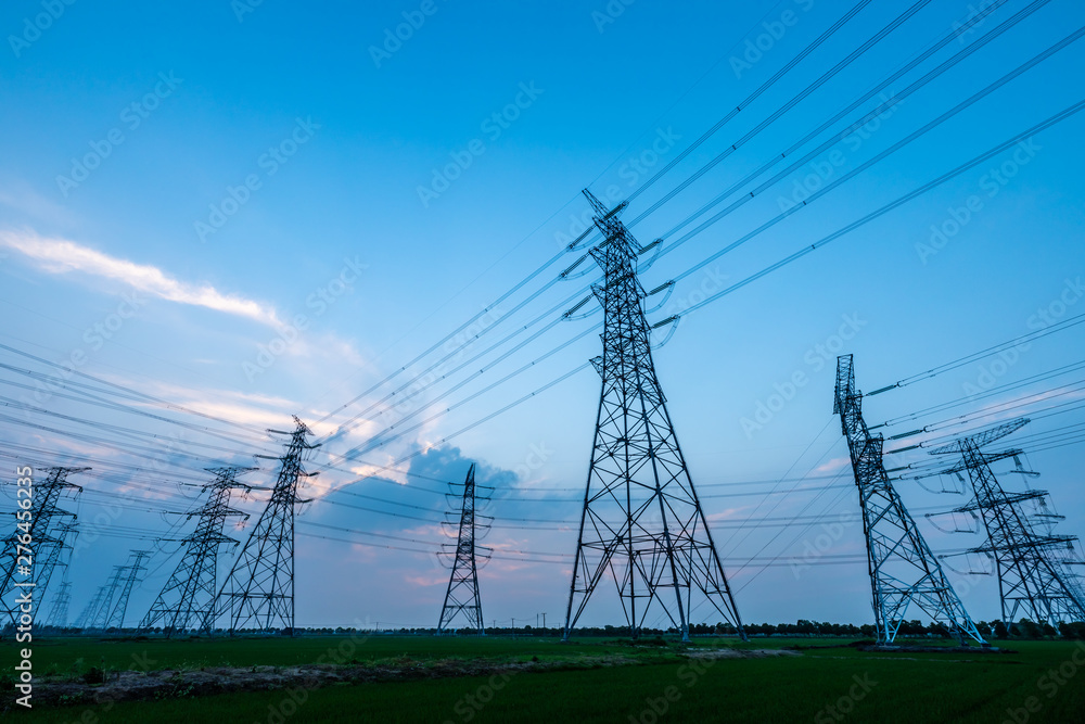 High voltage post,High voltage tower sky background