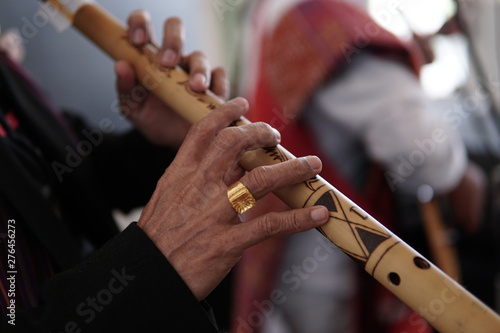 bamboo flute from the batak Medan Indonesia that is being played © cineos