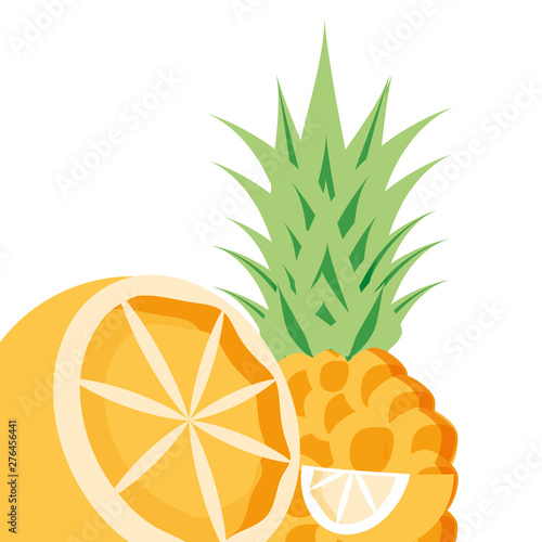fresh pineapple with orange fruits
