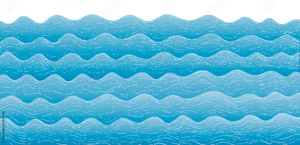 Vector cartoon blue ocean waves Vector cartoon blue ocean waves