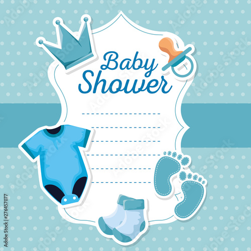 card of crown and pacifier with pijama decoration