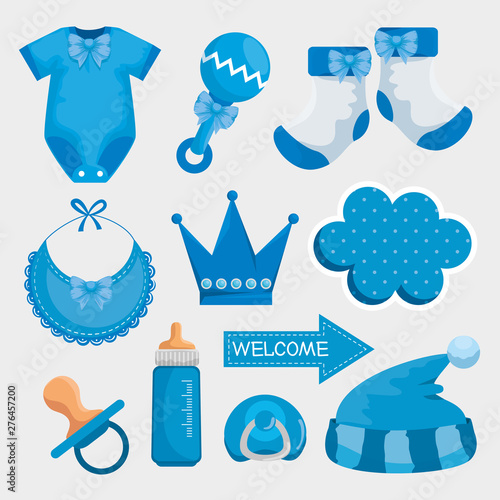 set of pijama with rattle and socks with bib decoration