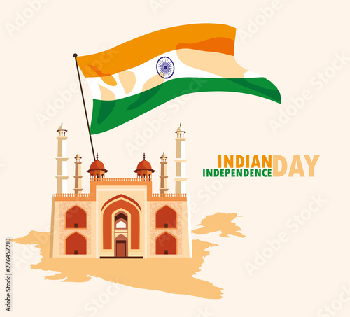 indian independence day with flag and amritsar golden temple
