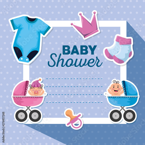 card decoration with socks and pijama with carriage