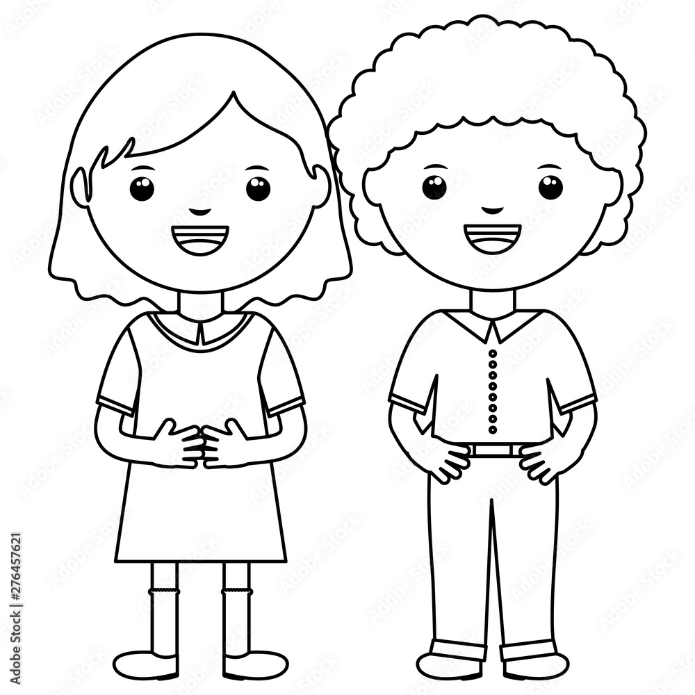cute little students couple characters cute little students couple characters