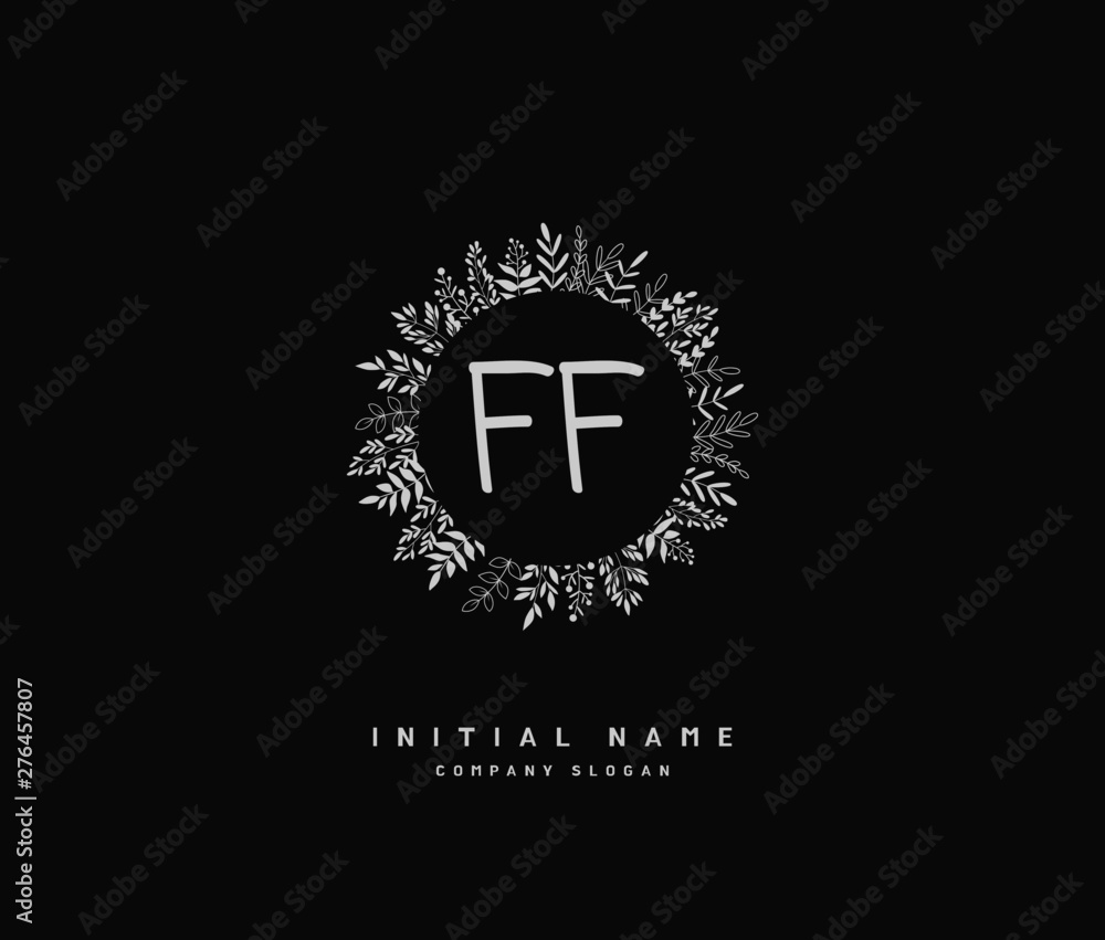 Obraz premium F FF Beauty vector initial logo, handwriting logo of initial signature, wedding, fashion, jewerly, boutique, floral and botanical with creative template for any company or business.