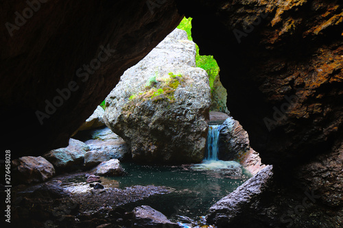 Beautiful Waterfall Framed by Cavern