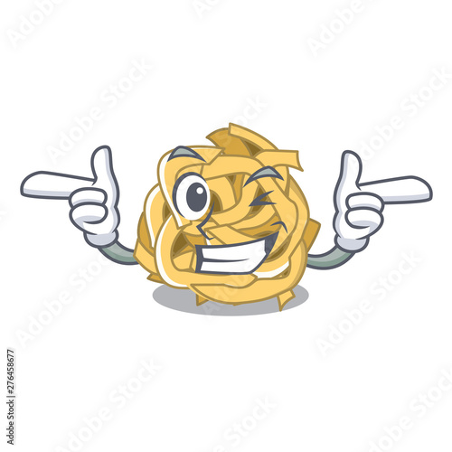 Wink fettuccine is served on cartoon plate