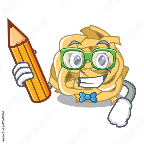 Student fettuccine is served on cartoon plate