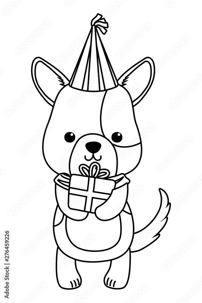 Dog cartoon with happy birthday icon design Dog cartoon with happy birthday icon design