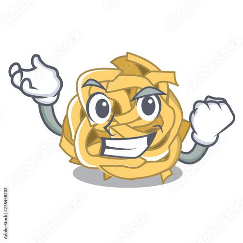 Successful fettuccine is served on cartoon plate