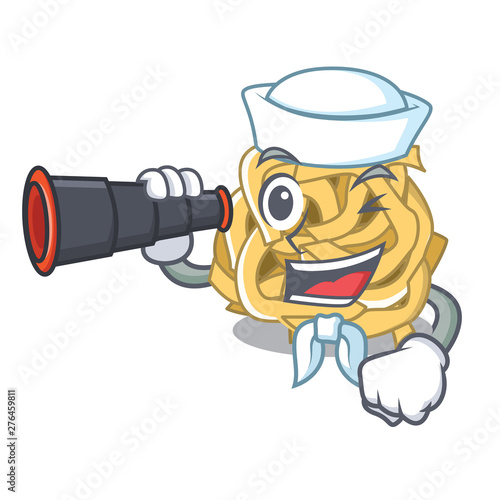 Sailor with binocular fettuccine is cooked in character pan