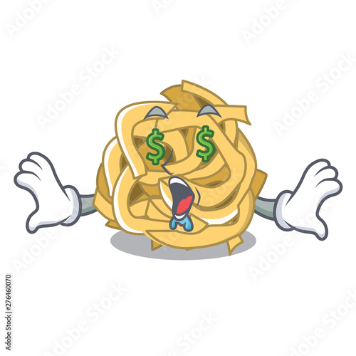 Money eye fettuccine is put on cartoon board