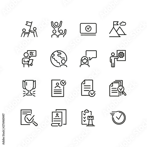 Successful business line icon set