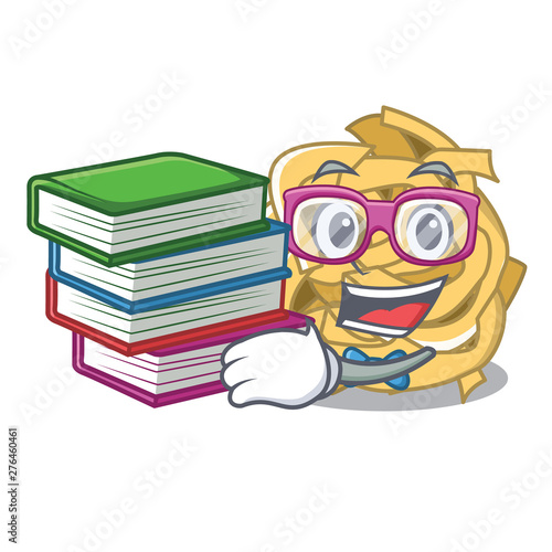 Student with book fettuccine is put on cartoon board