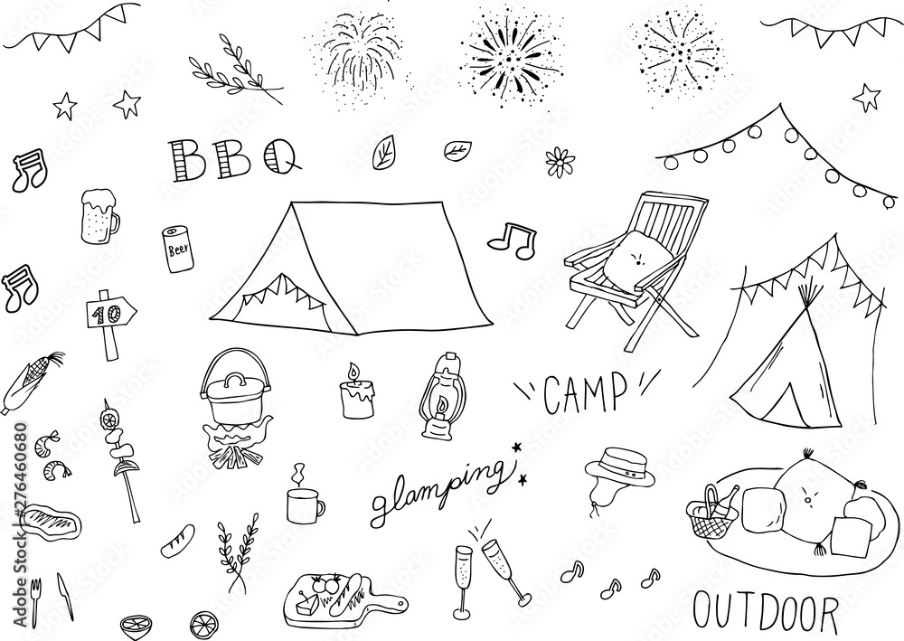 キャンプ イラスト セット Stock Vector Adobe Stock