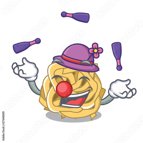 Juggling fettuccine is put on cartoon board