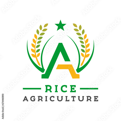 logo design letter A rice farming