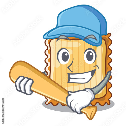 Playing baseball lasagne is put on character pan