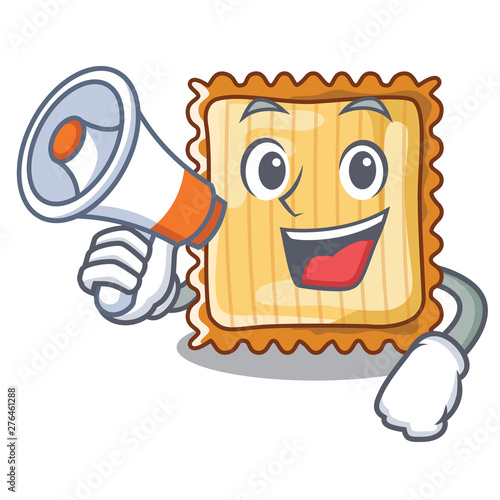 With megaphone lasagne is put on character pan