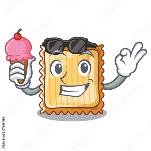 With ice cream lasagne isolated with in the cartoon