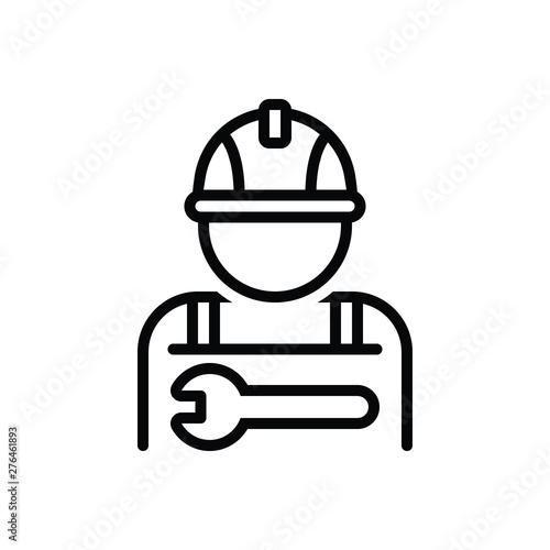 Black line icon for worker 