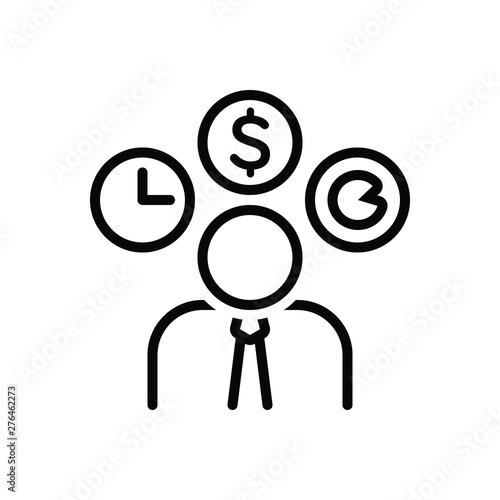 Black line icon for entrepreneur