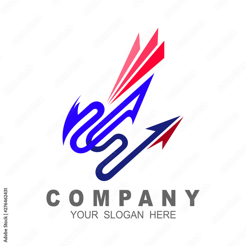 Obraz premium Dragon business company logo template emblem + dragon and line design vector