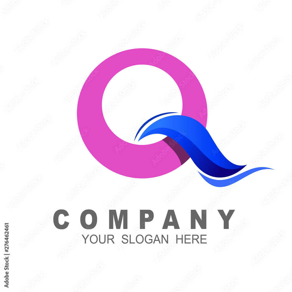 Abstract letter q with wave design illustration
