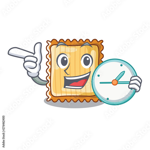 With clock lasagne isolated with in the cartoon