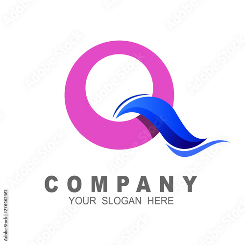 Abstract letter q with wave design illustration