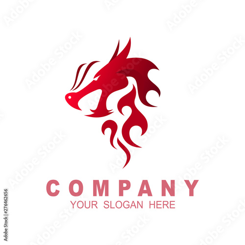 the logo of the dragon's head with fire