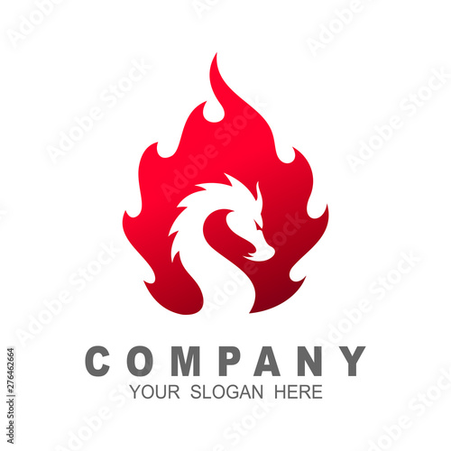 dragon fire logo, flame dragon vector, fire © nur