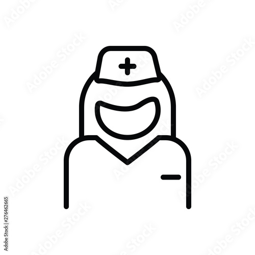 Black line icon for nurse 