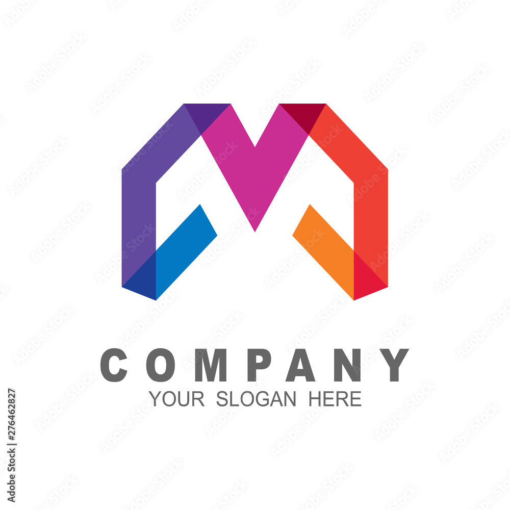 Logo letter m with ribbon design vector Logo letter m with ribbon design vector