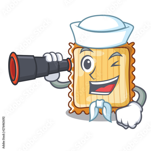 Sailor with binocular lasagne is cooked in mascot oven