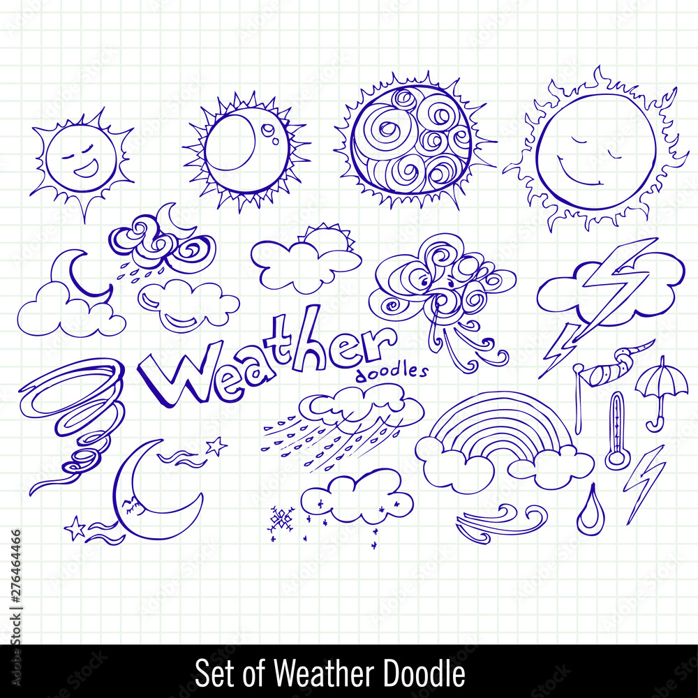 Obraz premium weather forecast, weather doodle sketch