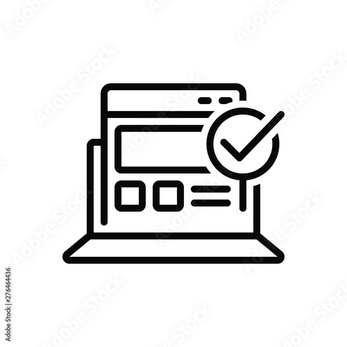 Black line icon for usability control 
