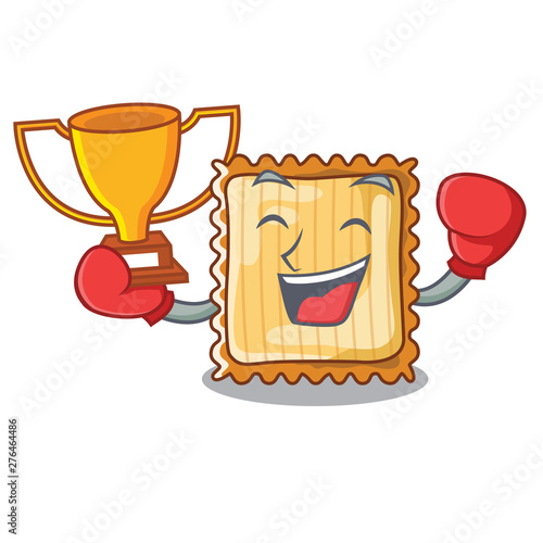 Boxing winner lasagna is served in cartoon plates