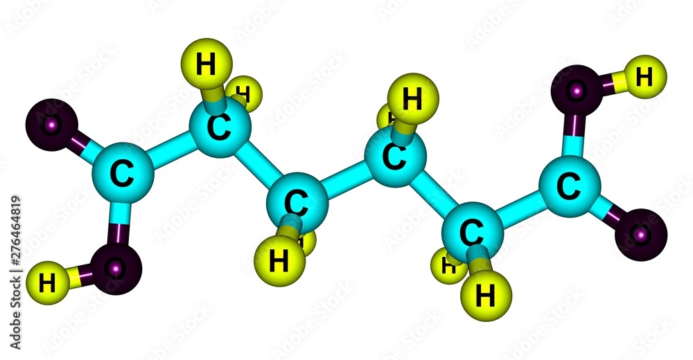 Adipic acid molecular structure isolated on white Adipic acid molecular structure isolated on white