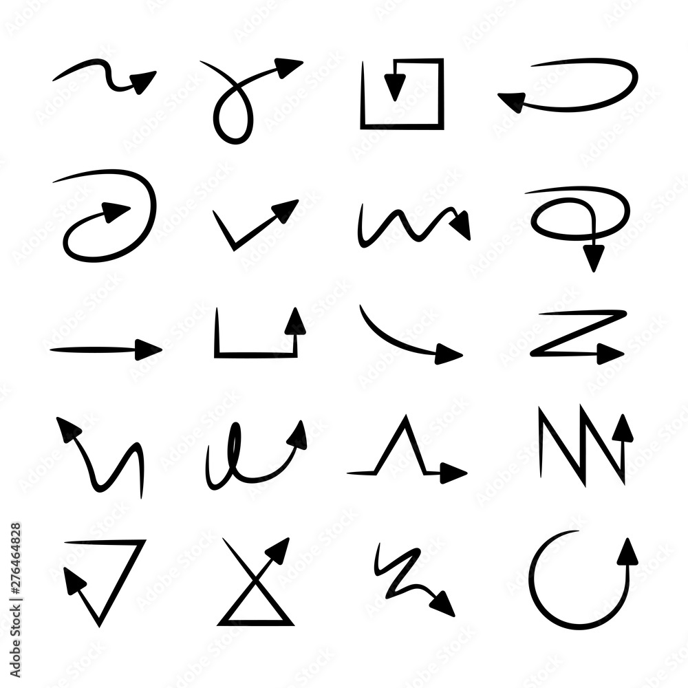 hand drawn and doodle arrows thin line hand drawn and doodle arrows thin line