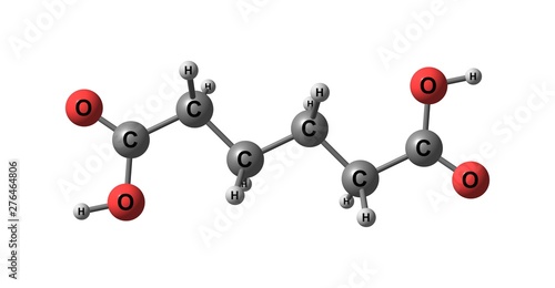 Photography Adipic acid molecular structure isolated on white