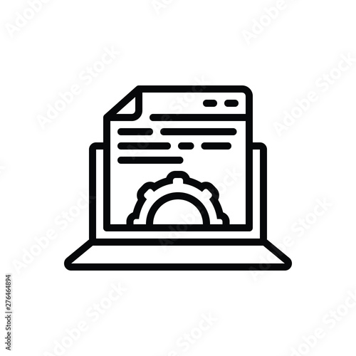 Black line icon for content management 