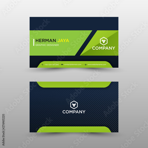 Green Dark Business card concept.  Busines card template - Vector