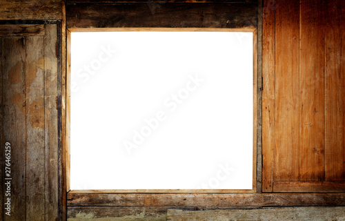 Old wooden windows in the ancient houses located in the rural areas of northeastern Thailand.