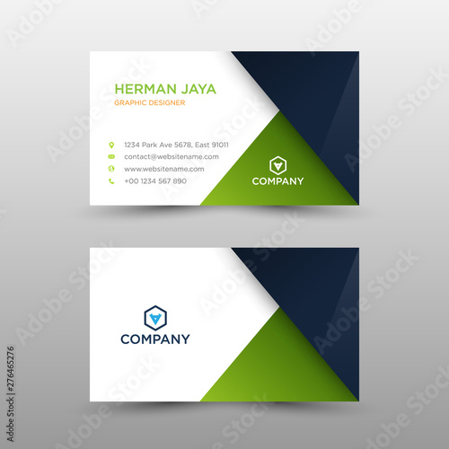 Green Dark Business card concept.  Busines card template - Vector