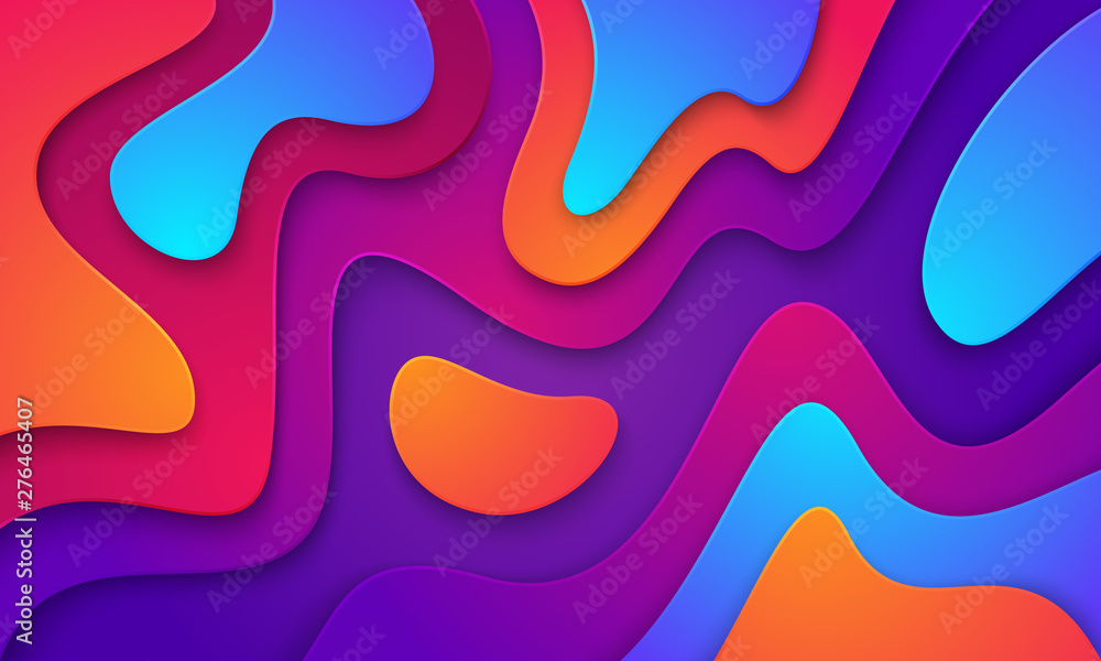 Wavy colorful background with 3D style. Modern liquid background. Abstract  textured background with mixing pink,purple, blue, and orange color. Eps10  vector illustration. Stock Vector | Adobe Stock