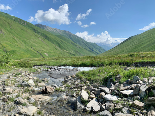 Russia, North Ossetia. Mountain river Zrug in summer
